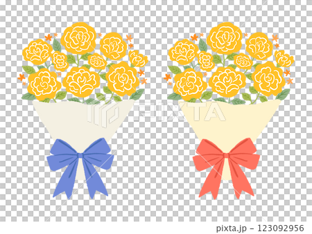黄色いバラの花束のイラスト 123092956