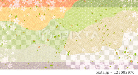 桜　和紙　模様　背景　 123092970