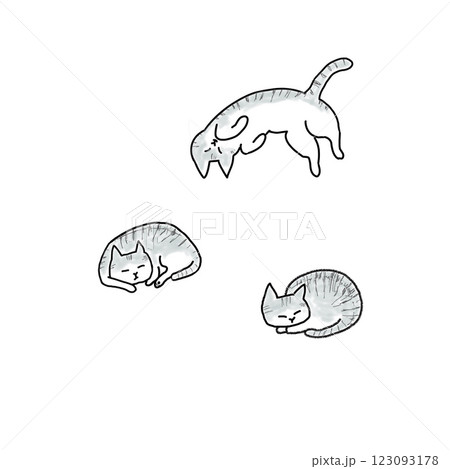 シンプルな手描きの猫のイラスト 123093178
