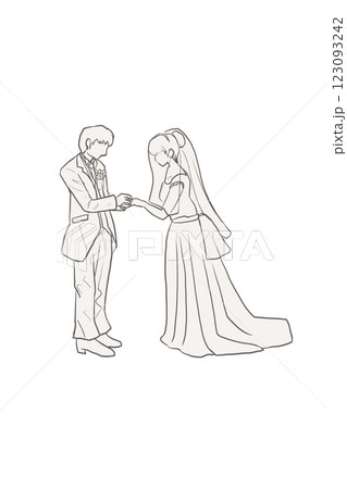 タキシードの男性とウエディングドレスの女性 123093242