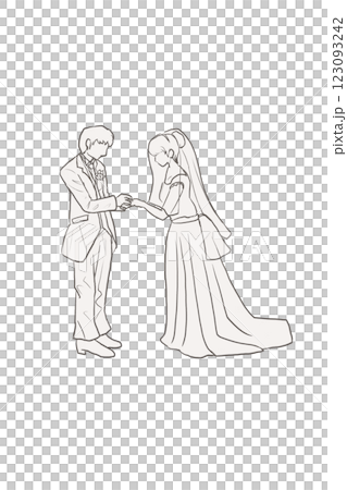 タキシードの男性とウエディングドレスの女性 123093242