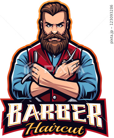Barber haircut mascot Barber haircut mascot 123093286