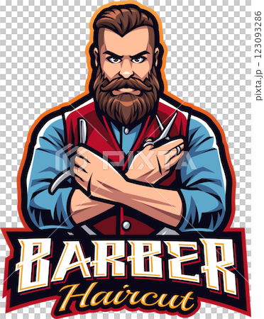 Barber haircut mascot Barber haircut mascot 123093286