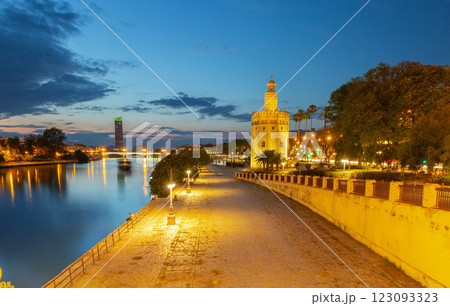 The famous Golden Tower in Seville at sunset. 123093323