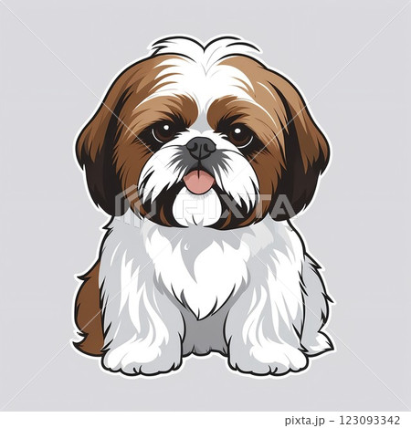 正面を向いたシーズーのイラスト 123093342