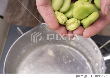 そら豆から豆板醤を作る工程 そら豆から豆板醤を作る工程 123093377