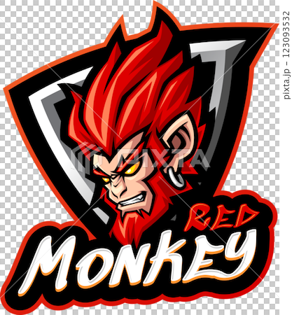 Red monkey esport mascot Red monkey esport mascot 123093532