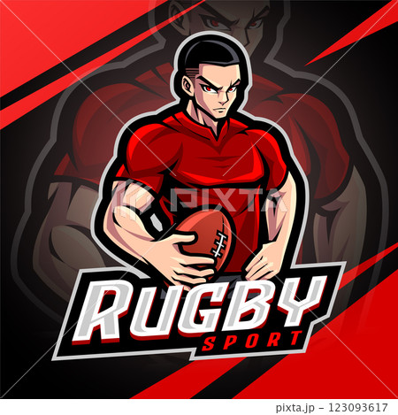 Rugby sport mascot logo design Rugby sport mascot logo design 123093617