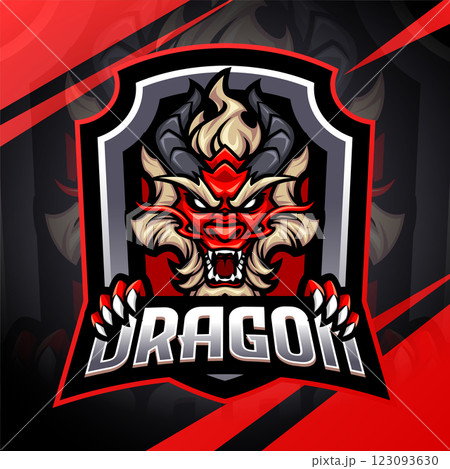 Dragon head esport mascot logo design 123093630