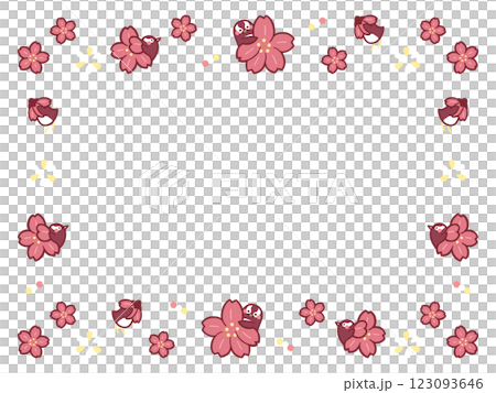 Penguin and cherry blossom frame illustration 123093646