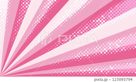 ピンクのコミック風なサンバースト、集中線の背景ベクターイラスト 123093794