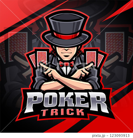 Poker trick esport mascot logo design Poker trick esport mascot logo design 123093913