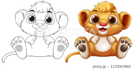 Adorable Baby Lion Illustration Adorable Baby Lion Illustration 123093960