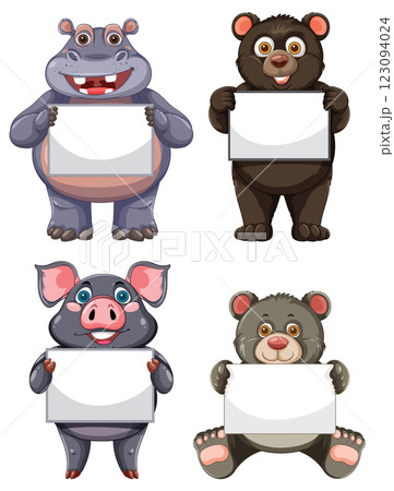 Cute Animals Holding Blank Signs Cute Animals Holding Blank Signs 123094024