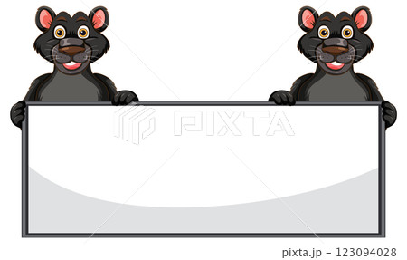 Cartoon Rats Holding Blank Sign Cartoon Rats Holding Blank Sign 123094028