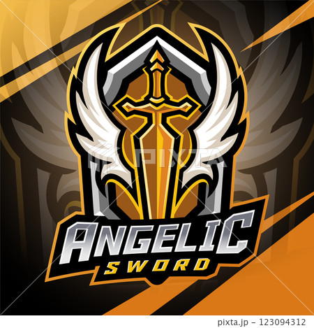 Angelic sword esport mascot logo design 123094312