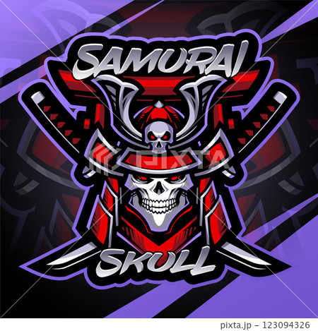 Samurai skull esport mascot logo design 123094326