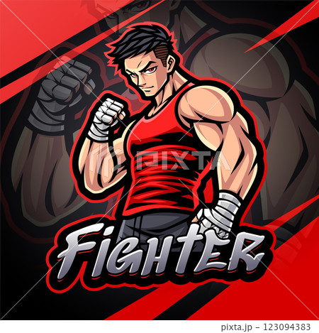 Fighter esport mascot logo design 123094383