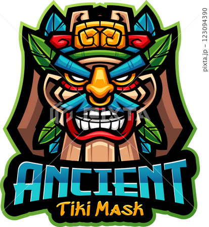 Tiki mask esport mascot logo design Tiki mask esport mascot logo design 123094390