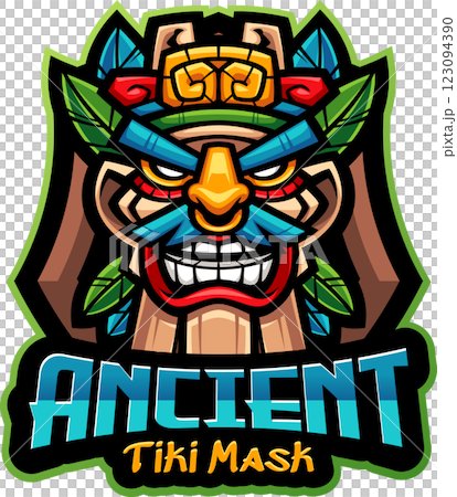 Tiki mask esport mascot logo design Tiki mask esport mascot logo design 123094390