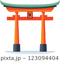 神社　鳥居　シンプル　イラスト　観光地 123094404