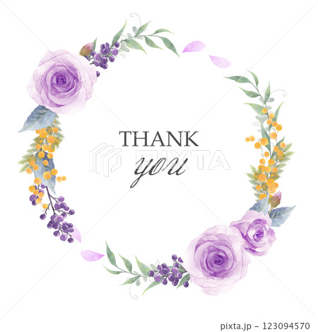 紫の薔薇のブーケのサンキューカード用リース 紫の薔薇のブーケのサンキューカード用リース 123094570