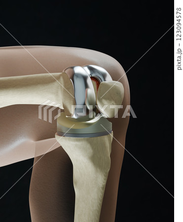 X-Ray, Total Knee Replacement is surgery to replace diseased or damaged joint surfaces of the knee with metal and plastic prosthetic devices X-Ray, Total Knee Replacement is surgery to replace diseased or damaged joint surfaces of the knee with metal and plastic prosthetic devices 123094578