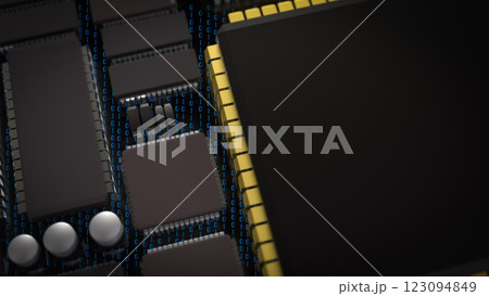 The IC on PCB Board for IT or Technology concept 3d Rendering. The IC on PCB Board for IT or Technology concept 3d Rendering. 123094849