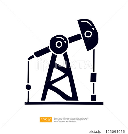 A silhouette of an oil pump jack, representing the oil extraction industry and its machinery. A silhouette of an oil pump jack, representing the oil extraction industry and its machinery. 123095056