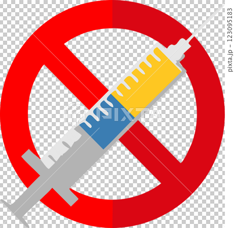拒否　ノー　ワクチン　注射器　マーク　イラスト 123095183