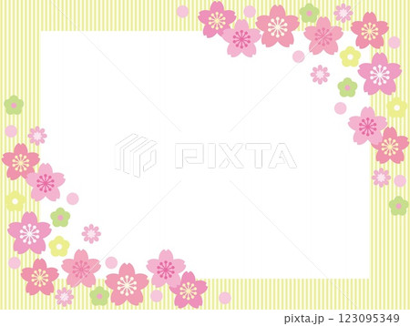 桜の花 フレーム ストライプ ホワイトスペース 桜の花 フレーム ストライプ ホワイトスペース 123095349