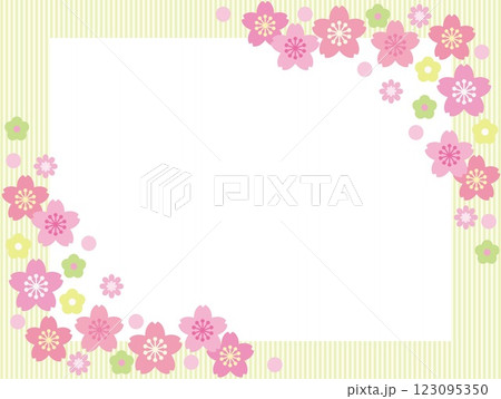 桜の花 フレーム ストライプ ホワイトスペース 桜の花 フレーム ストライプ ホワイトスペース 123095350