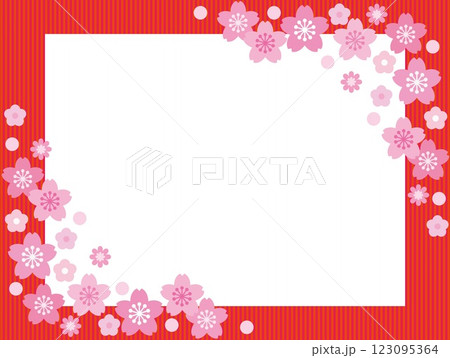 桜の花 フレーム ストライプ ホワイトスペース 桜の花 フレーム ストライプ ホワイトスペース 123095364