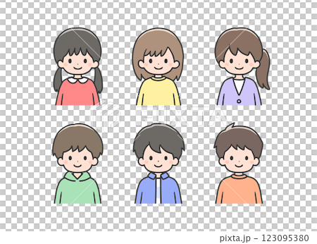 一套 6 個十幾歲的男孩和女孩的圖標 123095380