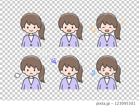 Icon set of girls with various expressions 123095381