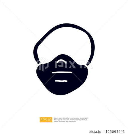 A simple black silhouette of a face mask, representing health and safety measures. A simple black silhouette of a face mask, representing health and safety measures. 123095443