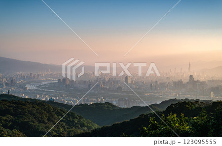Morning Glow Over Taipei From Datian Mountain. Morning Glow Over Taipei From Datian Mountain. 123095555