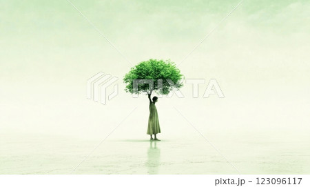 Woman's body as tree in surreal nature art 123096117