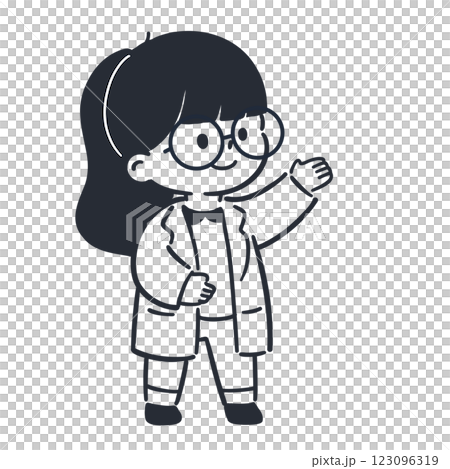 穿著白大褂的女孩的示範插圖 穿著白大褂的女孩的示範插圖 123096319