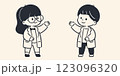 白衣を着た子どもたちのプレゼンテーションイラスト 123096320