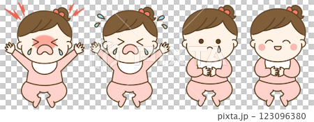 Baby girl facial expression set Baby girl facial expression set 123096380
