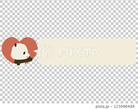 Smiling panda giving a thumbs up. With speech bubble 123096489