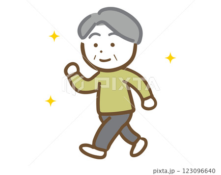 笑顔で元気に歩いている健康なシニア男性(全身) 笑顔で元気に歩いている健康なシニア男性(全身) 123096640