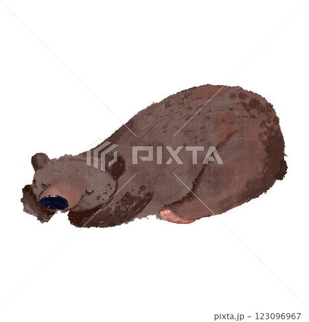 Hand-drawn illustration of a sleeping bear in a...のイラスト素材 [123096967 ...