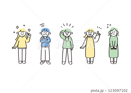 いろんな表情やポーズの人物イラストセット いろんな表情やポーズの人物イラストセット 123097102
