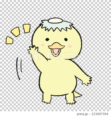 手を上げるカッパのイラスト 123097304