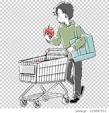 Man shopping with a shopping cart Man shopping with a shopping cart 123097351
