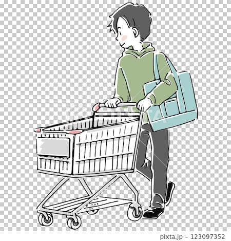 推著購物車購物的男人 123097352