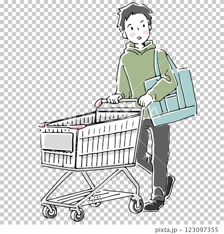 Man shopping with a shopping cart 123097355