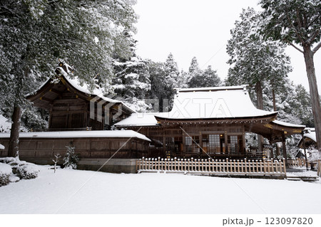 雪化粧の宇倍神社　鳥取県鳥取市国府町宮下 123097820